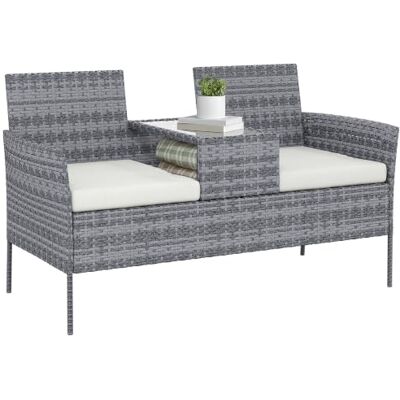 Outsunny Banc de Jardin en résine tressée 2 Places 135x64x81 cm Noir crème Outsunny Banc de Jardin en résine tressée 2 Places 135x64x81 cm Noir crème