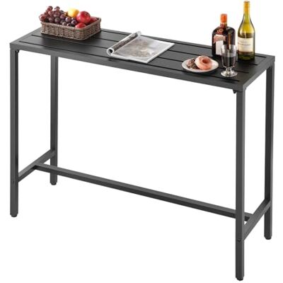 VEVOR Table haute de bar pour extérieur, 120 x 37,5 cm, rectangulaire, imperméable, métal, jardin, terrasse, bord piscine, salon VEVOR Table haute de bar pour extérieur, 120 x 37,5 cm, rectangulaire, imperméable, métal, jardin, terrasse, bord piscine, salon