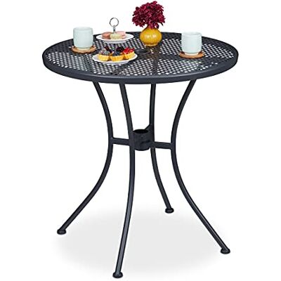 Relaxdays Table de jardin avec trou de parasol en acier résistant aux intempéries H x D : 72 x 70 cm Table de balcon ronde anthracite Relaxdays Table de jardin avec trou de parasol en acier résistant aux intempéries H x D : 72 x 70 cm Table de balcon ronde anthracite