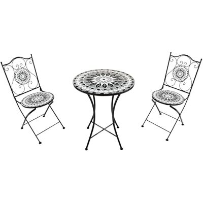AXI Amélie Table Et Chaise Bistrot, 2 Chaises 1 Table, Ensemble Bistro Extérieur Mosaique Noir/Blanc Salon De Jardin Bistrot, Table Bistrot Mosaique Pour Jardin/Balcon/Terrasse AXI Amélie Table Et Chaise Bistrot, 2 Chaises 1 Table, Ensemble Bistro Extérieur Mosaique Noir/Blanc Salon De Jardin Bistrot, Table Bistrot Mosaique Pour Jardin/Balcon/Terrasse