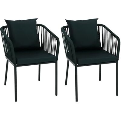 Mendler Lot de 2 chaises de jardin HWC-N41 Vert foncé Coussin vert foncé Mendler Lot de 2 chaises de jardin HWC-N41 Vert foncé Coussin vert foncé