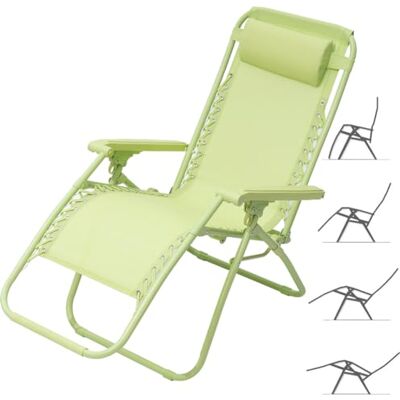 BAKAJI Chaise gravité zéro chaise de jardin, fauteuil relax pliable, gain de place, en acier, 22 mm, inclinable en texilène, respirant, plage, piscine, mobilier extérieur (vert sauve) BAKAJI Chaise gravité zéro chaise de jardin, fauteuil relax pliable, gain de place, en acier, 22 mm, inclinable en texilène, respirant, plage, piscine, mobilier extérieur (vert sauve)