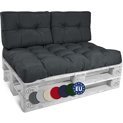 Beautissu Set de 3 Coussin Palette Lounge Extérieur Intérieur pour Salon assise 120x80cm dossier canapé 60x40cm gris graphite pour jardin outdoor europalette Style Beautissu Set de 3 Coussin Palette Lounge Extérieur Intérieur pour Salon assise 120x80cm dossier canapé 60x40cm gris graphite pour jardin outdoor europalette Style