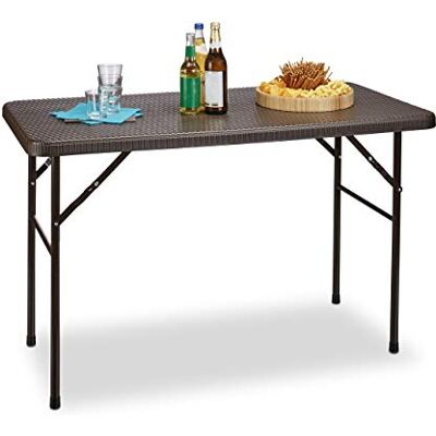 Relaxdays Table pliante de jardin BASTIAN, pour le camping, pratique, H x L x P :74 x 121,5 x 61,5 cm, marron Relaxdays Table pliante de jardin BASTIAN, pour le camping, pratique, H x L x P :74 x 121,5 x 61,5 cm, marron