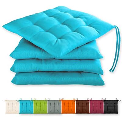 Gräfenstayn Lot de 4 coussins d'assise 40 x 40 x 3 cm 30705 avec bandes de maintien pour intérieur et extérieur avec label Öko-Tex Turquoise Turquoise. 4 Stück (1er Pack) Gräfenstayn Lot de 4 coussins d'assise 40 x 40 x 3 cm 30705 avec bandes de maintien pour intérieur et extérieur avec label Öko-Tex Turquoise Turquoise. 4 Stück (1er Pack)