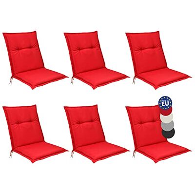 Beautissu Lot de 6 Coussin Matelas Chaise Fauteuil de Jardin à Dossier Bas 100x50x6cm Rouge assise pour balcon camping d'assise extérieur Base NL Beautissu Lot de 6 Coussin Matelas Chaise Fauteuil de Jardin à Dossier Bas 100x50x6cm Rouge assise pour balcon camping d'assise extérieur Base NL
