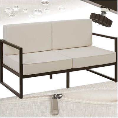 tectake Canapé de Jardin Banc 2 Places Meuble Extérieur Confortable avec Coussins Épais et Housses Hydrofuges Cadre Acier Robuste Montage Inclus tectake Canapé de Jardin Banc 2 Places Meuble Extérieur Confortable avec Coussins Épais et Housses Hydrofuges Cadre Acier Robuste Montage Inclus