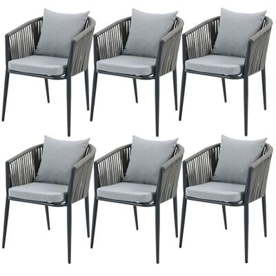 AXI Faye Ensemble De 6 Chaises De Jardin, Anthracite Aluminium/Polyester Et Cussins D'Assise En Oléfine Supporte Jusqu'À 120 Kg AXI Faye Ensemble De 6 Chaises De Jardin, Anthracite Aluminium/Polyester Et Cussins D'Assise En Oléfine Supporte Jusqu'À 120 Kg