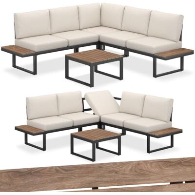 tectake ® Ensemble de Jardin 4 Pièces Salon Résistant aux Intempéries avec Cadre en Aluminium et Table en Polywood Dossier Réglable Meubles avec tectake ® Ensemble de Jardin 4 Pièces Salon Résistant aux Intempéries avec Cadre en Aluminium et Table en Polywood Dossier Réglable Meubles avec
