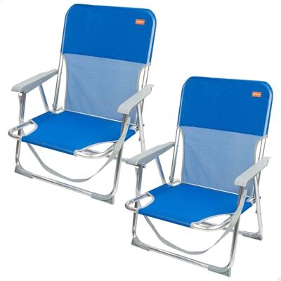 AKTIVE - 2-pack - Bleu - Dos fixe - chaises de plage pliantes AKTIVE - 2-pack - Bleu - Dos fixe - chaises de plage pliantes