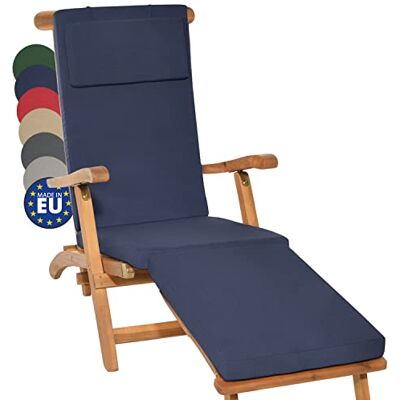 Beautissu coussin bain de soleil transat extérieur chaise longue housse 175x45x5cm bleu matelas de amovible luxe Loftlux DC Beautissu coussin bain de soleil transat extérieur chaise longue housse 175x45x5cm bleu matelas de amovible luxe Loftlux DC
