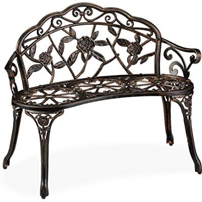 Relaxdays Banc de jardin, 2 sièges, roses, terrasse, de balcon, en aluminium et fonte, banc antique, HlP 78 x 99 x 52 cm Relaxdays Banc de jardin, 2 sièges, roses, terrasse, de balcon, en aluminium et fonte, banc antique, HlP 78 x 99 x 52 cm