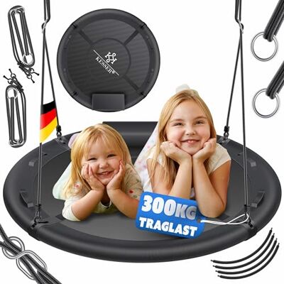 KESSER ® Balançoire nid d’oiseau circulaire, réglable, diamètre : 100 cm, charge maximale : 300 kg, utilisation en intérieur et en extérieur, pour adultes et enfants KESSER ® Balançoire nid d’oiseau circulaire, réglable, diamètre : 100 cm, charge maximale : 300 kg, utilisation en intérieur et en extérieur, pour adultes et enfants