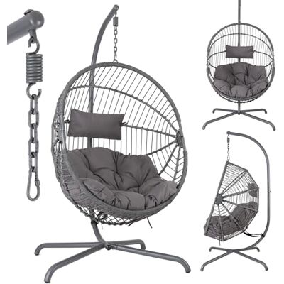 Arebos Fauteuil Suspendu avec Armature Fauteuil Œuf Autoportant pour Jardin & Balcon Hauteur Réglable 160–180 cm Cadre en Acier jusqu’à 130 kg avec Coussins d’Assise et de Nuque Arebos Fauteuil Suspendu avec Armature Fauteuil Œuf Autoportant pour Jardin & Balcon Hauteur Réglable 160–180 cm Cadre en Acier jusqu’à 130 kg avec Coussins d’Assise et de Nuque