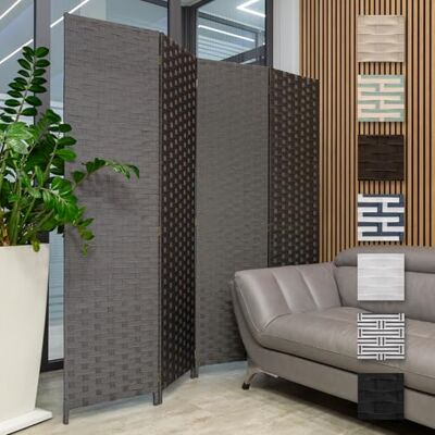 HEXIM Séparateur d'espaces 180 x 180 cm, paravent pliable à 4 panneaux, écran d'intimité pour terrasse et jardin, autonome (LR189, noir et blanc à pois) HEXIM Séparateur d'espaces 180 x 180 cm, paravent pliable à 4 panneaux, écran d'intimité pour terrasse et jardin, autonome (LR189, noir et blanc à pois)