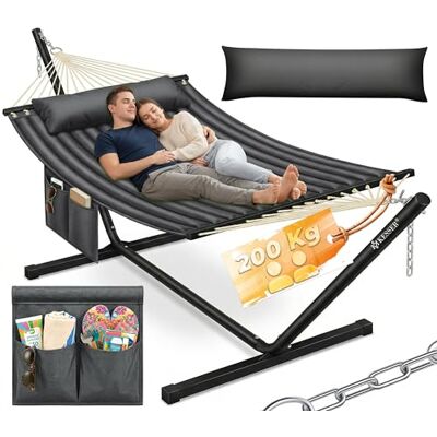 KESSER ® Hamac Hill avec Support Coussin Double hamac pour 2 Personnes-Cadre Stable -200 kg de capacité de Charge Intérieur et extérieur XXL Fauteuil Suspendu Double Multi-Personnes KESSER ® Hamac Hill avec Support Coussin Double hamac pour 2 Personnes-Cadre Stable -200 kg de capacité de Charge Intérieur et extérieur XXL Fauteuil Suspendu Double Multi-Personnes