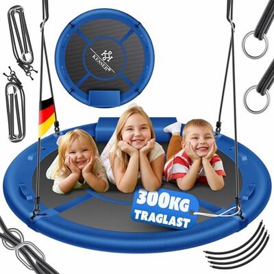 KESSER ® Balançoire nid d’oiseau circulaire, réglable, diamètre : 120 cm, charge maximale : 300 kg, pour adultes et enfants, utilisation en intérieur et en extérieur, bleu KESSER ® Balançoire nid d’oiseau circulaire, réglable, diamètre : 120 cm, charge maximale : 300 kg, pour adultes et enfants, utilisation en intérieur et en extérieur, bleu
