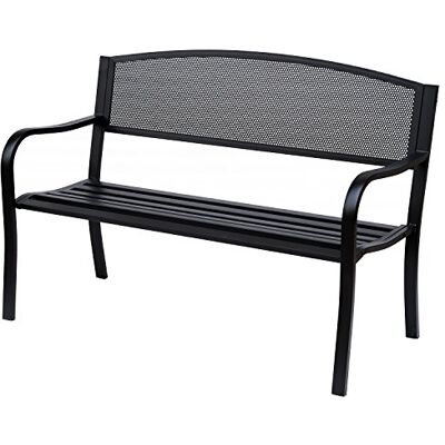 Outsunny Banc 3 Places de Jardin Terrasse Style 127L x 60L x 87H cm Noir Contemporain, Métal Époxy Anticorrosion Outsunny Banc 3 Places de Jardin Terrasse Style 127L x 60L x 87H cm Noir Contemporain, Métal Époxy Anticorrosion