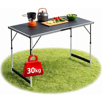 BigDean Table multifonction stable 100 x 60 cm réglable en hauteur Table de camping, table à tapisser, table pliante, table de marché, table de jardin et table de buffet Avec barre centrale contre la BigDean Table multifonction stable 100 x 60 cm réglable en hauteur Table de camping, table à tapisser, table pliante, table de marché, table de jardin et table de buffet Avec barre centrale contre la