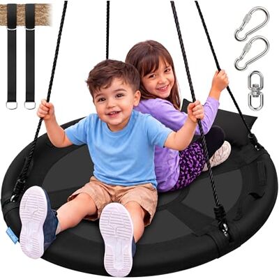 SereneLife Balançoire Nid d'Oiseau 100 cm pour Enfant et Adulte – Siège Tournant d'Extérieur avec Coussin et Sac de Transport, Kit de Suspension Universel, Imperméable, Charge Jusqu'à 317 kg SereneLife Balançoire Nid d'Oiseau 100 cm pour Enfant et Adulte – Siège Tournant d'Extérieur avec Coussin et Sac de Transport, Kit de Suspension Universel, Imperméable, Charge Jusqu'à 317 kg