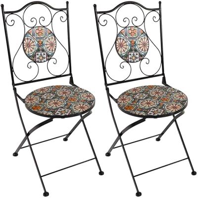 AXI Amélie Set de 2 Chaises de Bistrot Mosaïque Casa del Sole Assises Jardin, Pliables, 38,5 x 45 x 90 cm, Jusqu'à 150 Kg AXI Amélie Set de 2 Chaises de Bistrot Mosaïque Casa del Sole Assises Jardin, Pliables, 38,5 x 45 x 90 cm, Jusqu'à 150 Kg