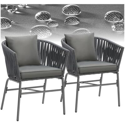 tectake ® Lot de 2 chaises de jardin en métal, chaise d'extérieur avec accoudoirs, chaise lounge, fauteuil de jardin, meubles de jardin, meubles de balcon, ensemble de jardin, salon de jardin, coussins tectake ® Lot de 2 chaises de jardin en métal, chaise d'extérieur avec accoudoirs, chaise lounge, fauteuil de jardin, meubles de jardin, meubles de balcon, ensemble de jardin, salon de jardin, coussins