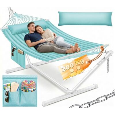 KESSER ® Hamac Hill coussin double 2 pers. cadre stable 200 kg int./ext. XXL jardin balcon terrasse KESSER ® Hamac Hill coussin double 2 pers. cadre stable 200 kg int./ext. XXL jardin balcon terrasse