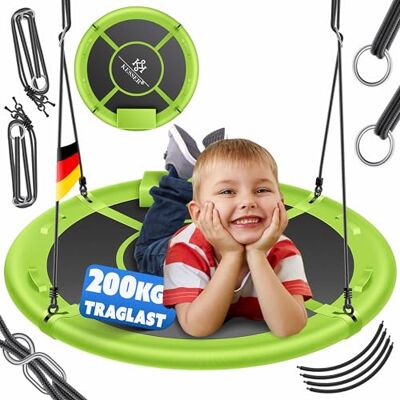 KESSER ® Balançoire Nid Balançoire Ronde Diamètre 60cm Charge 200kg avec Coussin et 4 Poignées Réglable Balançoire Enfant Intérieur Extérieur pour Enfants et Adultes Vert KESSER ® Balançoire Nid Balançoire Ronde Diamètre 60cm Charge 200kg avec Coussin et 4 Poignées Réglable Balançoire Enfant Intérieur Extérieur pour Enfants et Adultes Vert