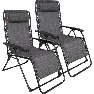 KingCamp Zero Gravity Lot de 2 chaises longues pliantes avec appuie-tête et tissu Oxford 600D, chaises longues sans poids pour jardin, camping, terrasse, montage rapide en 60 secondes KingCamp Zero Gravity Lot de 2 chaises longues pliantes avec appuie-tête et tissu Oxford 600D, chaises longues sans poids pour jardin, camping, terrasse, montage rapide en 60 secondes