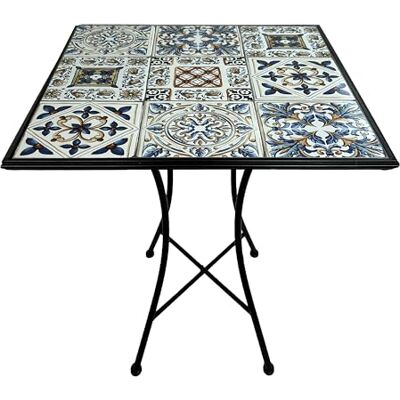 AXI Camilla Table de Bistrot Mosaïque Bleu Pastel Table Extérieure, Carrée, Carreaux en Céramique, 60 x 60 x 75 cm AXI Camilla Table de Bistrot Mosaïque Bleu Pastel Table Extérieure, Carrée, Carreaux en Céramique, 60 x 60 x 75 cm