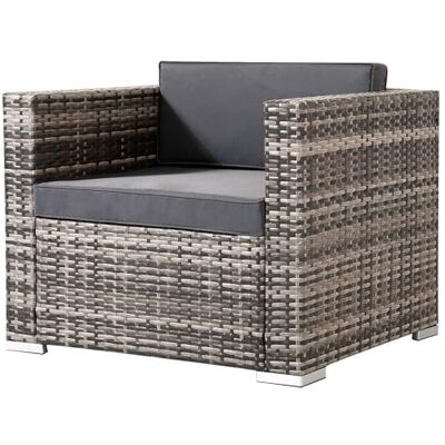 Arebos Fauteuil salon de jardin en polyrotin Avec coussins d'assise et de dossier Noir Fauteuil de jardin résistant aux intempéries 85 x 75 x 34 cm Arebos Fauteuil salon de jardin en polyrotin Avec coussins d'assise et de dossier Noir Fauteuil de jardin résistant aux intempéries 85 x 75 x 34 cm