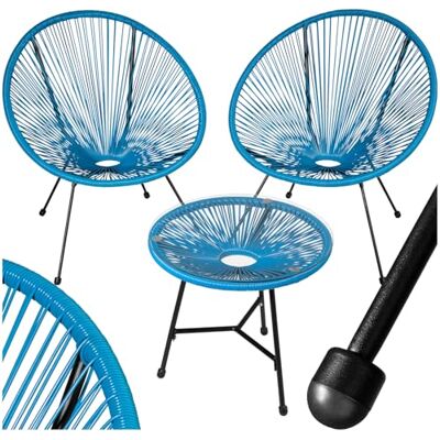 tectake ® Salon de jardin bistrot 2 chaises et 1 table Chaises rétro Egg style Acapulco Utilisation intérieure et extérieure résistante aux intempéries Ensemble de jardin pour terrasse ou tectake ® Salon de jardin bistrot 2 chaises et 1 table Chaises rétro Egg style Acapulco Utilisation intérieure et extérieure résistante aux intempéries Ensemble de jardin pour terrasse ou