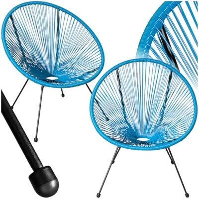tectake ® Acapulco Lot de 2 chaises design rétro, pour l'intérieur et l'extérieur, pour jardin, véranda, terrasse ou balcon, bleu tectake ® Acapulco Lot de 2 chaises design rétro, pour l'intérieur et l'extérieur, pour jardin, véranda, terrasse ou balcon, bleu