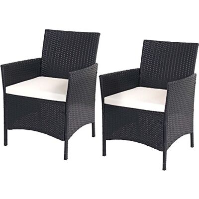 Mendler Halden Lot de 2 fauteuils de jardin en polyrotin Anthracite, coussin crème Mendler Halden Lot de 2 fauteuils de jardin en polyrotin Anthracite, coussin crème