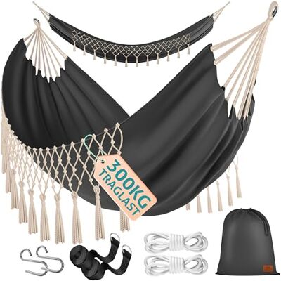 KESSER ® Hamac pouvant supporter jusqu'à 300 kg, 320 x 150 cm, pour 1 à 2 personnes, respirant à franges, résistant aux intempéries, pour camping ou jardin, hamac en tissu pour plusieurs personnes, KESSER ® Hamac pouvant supporter jusqu'à 300 kg, 320 x 150 cm, pour 1 à 2 personnes, respirant à franges, résistant aux intempéries, pour camping ou jardin, hamac en tissu pour plusieurs personnes,