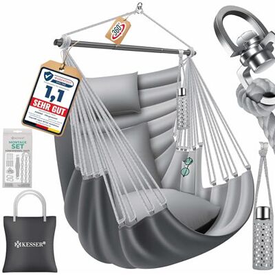 KESSER Fauteuil suspendre Haïti 150 kg Capacité de charge Rotation à 360° Balançoire suspendue pour intérieur et extérieur Résistant aux UV et à l'eau Facile à KESSER Fauteuil suspendre Haïti 150 kg Capacité de charge Rotation à 360° Balançoire suspendue pour intérieur et extérieur Résistant aux UV et à l'eau Facile à