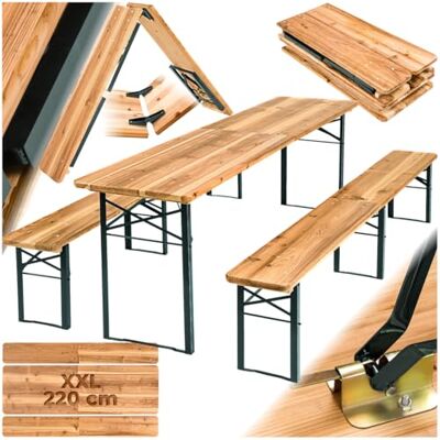tectake ® 402189-5 Ensemble de 2 bancs et 1 table pliable pour jardin, balcon ou camping, peu encombrant, résistant aux intempéries et robuste tectake ® 402189-5 Ensemble de 2 bancs et 1 table pliable pour jardin, balcon ou camping, peu encombrant, résistant aux intempéries et robuste