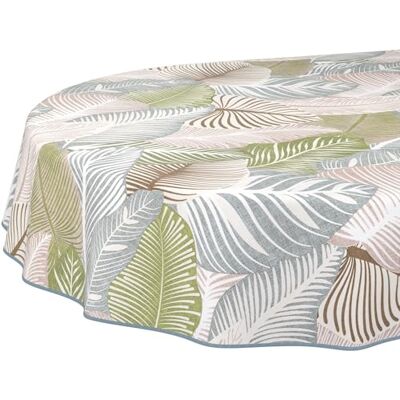 ANRO Nappe en toile cirée Lavable, imperméable, ovale, avec ourlet (bordé), motif feuilles florales, tonnelle, verte, 220 x 140 cm ANRO Nappe en toile cirée Lavable, imperméable, ovale, avec ourlet (bordé), motif feuilles florales, tonnelle, verte, 220 x 140 cm
