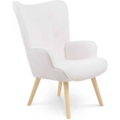 IDMarket Fauteuil scandinave Ivar en Tissu Bouclette Blanc IDMarket Fauteuil scandinave Ivar en Tissu Bouclette Blanc