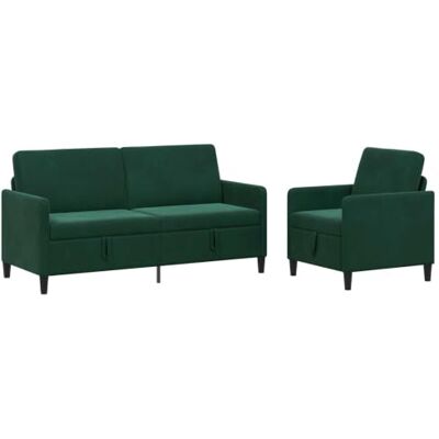 vidaXL Sofa Set Met Opslag 2 st Donkergroen Polyester vidaXL Sofa Set Met Opslag 2 st Donkergroen Polyester