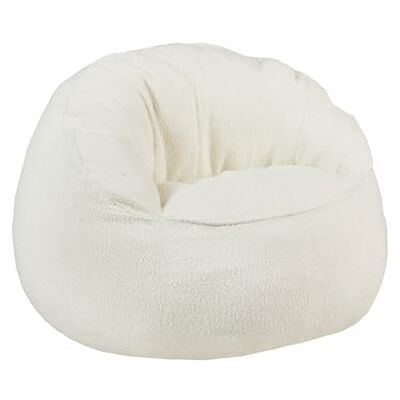 Unique -Fauteuil pouf coquillage en tissu bouclette blanc FONADO Unique -Fauteuil pouf coquillage en tissu bouclette blanc FONADO