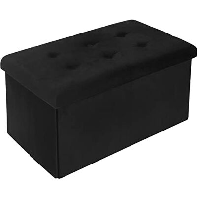 WOLTU Banc de Rangement en Velours, Tabouret Pouf Pliable Cube Coffre de Rangement, Repose-Pieds Capacité de Charge 300 kg, 80 L 76x37,5x38 cm Noir, SH70sz WOLTU Banc de Rangement en Velours, Tabouret Pouf Pliable Cube Coffre de Rangement, Repose-Pieds Capacité de Charge 300 kg, 80 L 76x37,5x38 cm Noir, SH70sz