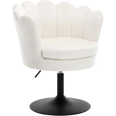 WOLTU Tabouret de maquillage, fauteuil avec assise en forme de fleur, pivotant à 360°, en velours pour chambre à coucher, salon, hauteur réglable 43-55 cm, crème, BH420be-1 WOLTU Tabouret de maquillage, fauteuil avec assise en forme de fleur, pivotant à 360°, en velours pour chambre à coucher, salon, hauteur réglable 43-55 cm, crème, BH420be-1