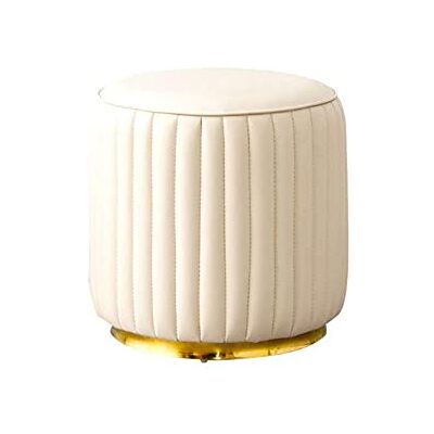 JCPQDWTD Repose-pieds, ottoman, petit ottoman rond en cuir, moderne rembourré avec base plaquée brillante, pouf cube pour canapé, table basse, tabouret gris L : 42 x 43 cm (17 x 17 in) (blanc S : 33 x JCPQDWTD Repose-pieds, ottoman, petit ottoman rond en cuir, moderne rembourré avec base plaquée brillante, pouf cube pour canapé, table basse, tabouret gris L : 42 x 43 cm (17 x 17 in) (blanc S : 33 x
