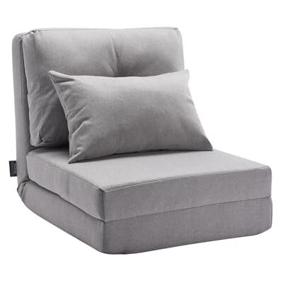 VEVOR Fauteuil convertible à rabat 5 positions réglables au sol, canapé-lit pliable avec dossier réglable, cadre en métal et oreiller, fauteuil pliable pour salon, chambre à coucher, gris VEVOR Fauteuil convertible à rabat 5 positions réglables au sol, canapé-lit pliable avec dossier réglable, cadre en métal et oreiller, fauteuil pliable pour salon, chambre à coucher, gris