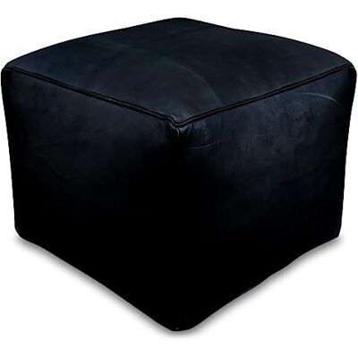 See the Good Pouf Carré en Cuir Véritable Fait Main Vendu Rembourré Coussin de Sol, Ottoman, Repose-Pieds (Noir) See the Good Pouf Carré en Cuir Véritable Fait Main Vendu Rembourré Coussin de Sol, Ottoman, Repose-Pieds (Noir)