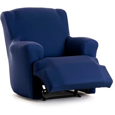 Eysa Housse de canapé bi-élastique pour fauteuil relax pieds ensemble couleur bleue motif Harlem Eysa Housse de canapé bi-élastique pour fauteuil relax pieds ensemble couleur bleue motif Harlem