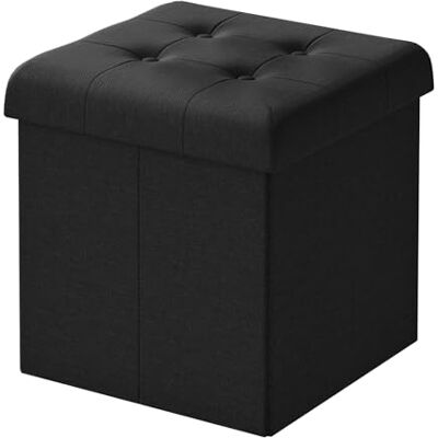 WOLTU Tabouret Pouf de Rangement en Lin,Coffre Repose-Pied Pliable 37,5x37,5x38cm, Noir WOLTU Tabouret Pouf de Rangement en Lin,Coffre Repose-Pied Pliable 37,5x37,5x38cm, Noir