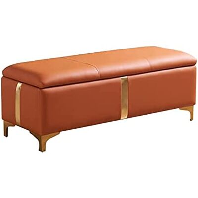 asdchZen Banc de rangement rembourré avec pieds en métal, ottoman de rangement rectangulaire en cuir, repose-pieds peu encombrant, beige, 60 x 45 x 42 cm, orange, 90 x 45 x 42 cm asdchZen Banc de rangement rembourré avec pieds en métal, ottoman de rangement rectangulaire en cuir, repose-pieds peu encombrant, beige, 60 x 45 x 42 cm, orange, 90 x 45 x 42 cm