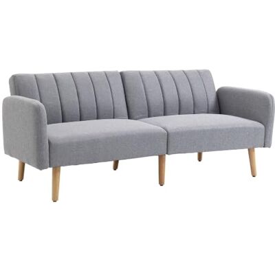 HOMCOM Canapé Convertible canapé-lit 2 Places Dossier inclinable 3 Positions dans Un Style scandinave Pieds en Bois Tissu Gris Effet Lin HOMCOM Canapé Convertible canapé-lit 2 Places Dossier inclinable 3 Positions dans Un Style scandinave Pieds en Bois Tissu Gris Effet Lin